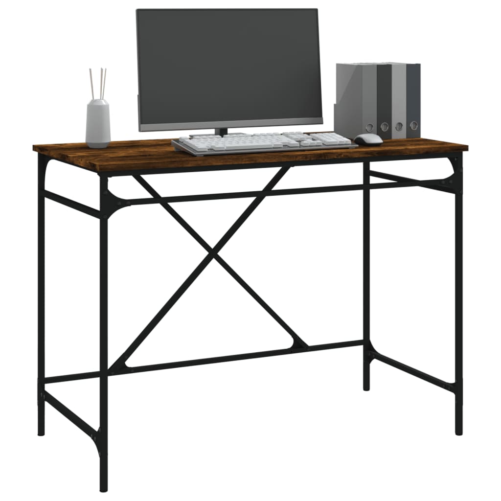 Bureau 100x50x75 cm bewerkt hout en ijzer gerookt eikenkleurig is nu te koop bij PeponiXL, paradijselijk wonen!