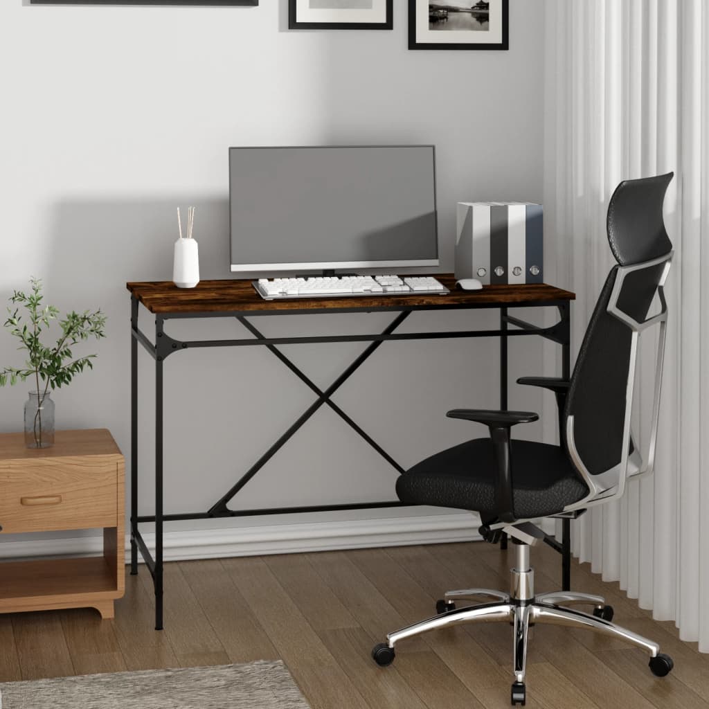 Bureau 100x50x75 cm bewerkt hout en ijzer gerookt eikenkleurig is nu te koop bij PeponiXL, paradijselijk wonen!