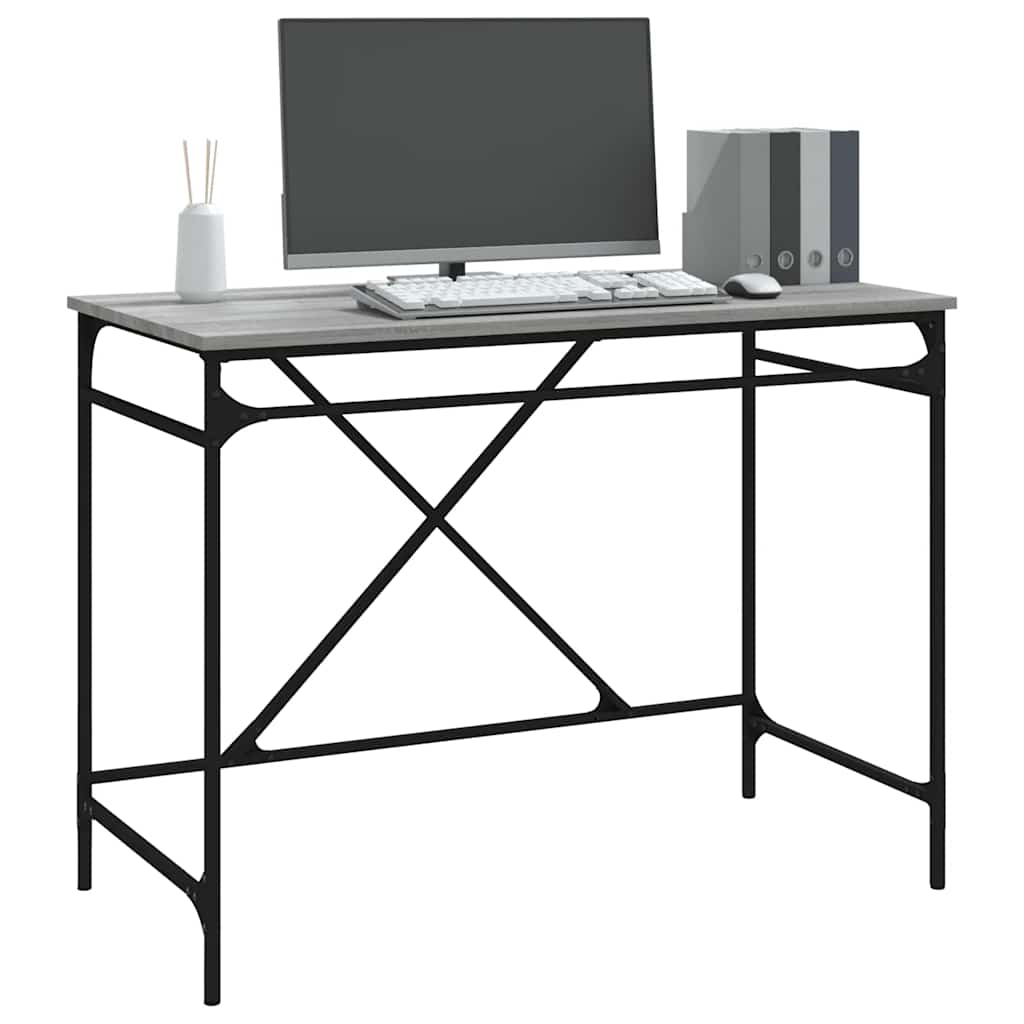Bureau 100x50x75 cm bewerkt hout en ijzer grijs sonoma eiken is nu te koop bij PeponiXL, paradijselijk wonen!