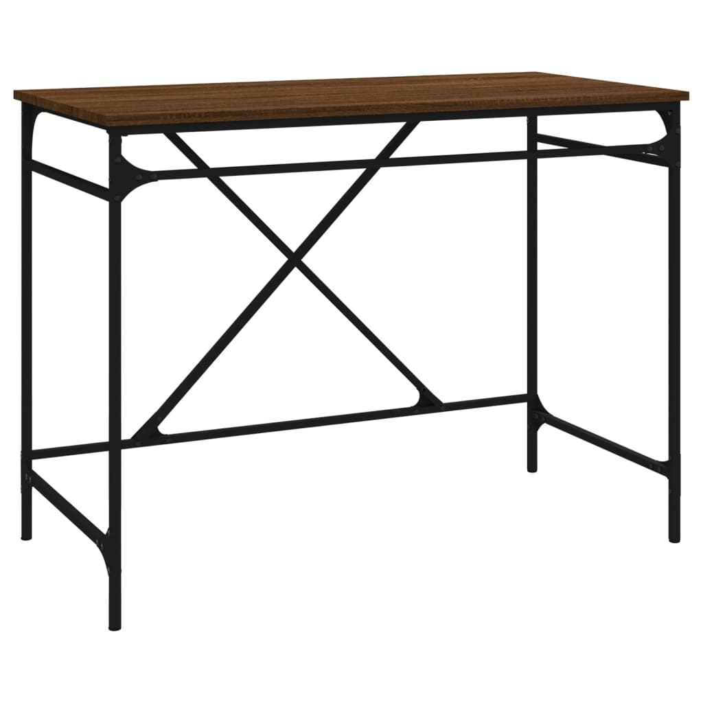 Bureau 100x50x75 cm bewerkt hout en ijzer bruin eikenkleur is nu te koop bij PeponiXL, paradijselijk wonen!