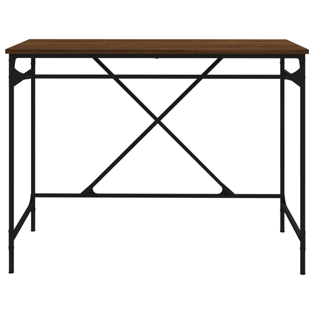Bureau 100x50x75 cm bewerkt hout en ijzer bruin eikenkleur is nu te koop bij PeponiXL, paradijselijk wonen!