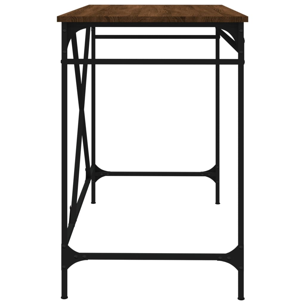 Bureau 100x50x75 cm bewerkt hout en ijzer bruin eikenkleur is nu te koop bij PeponiXL, paradijselijk wonen!