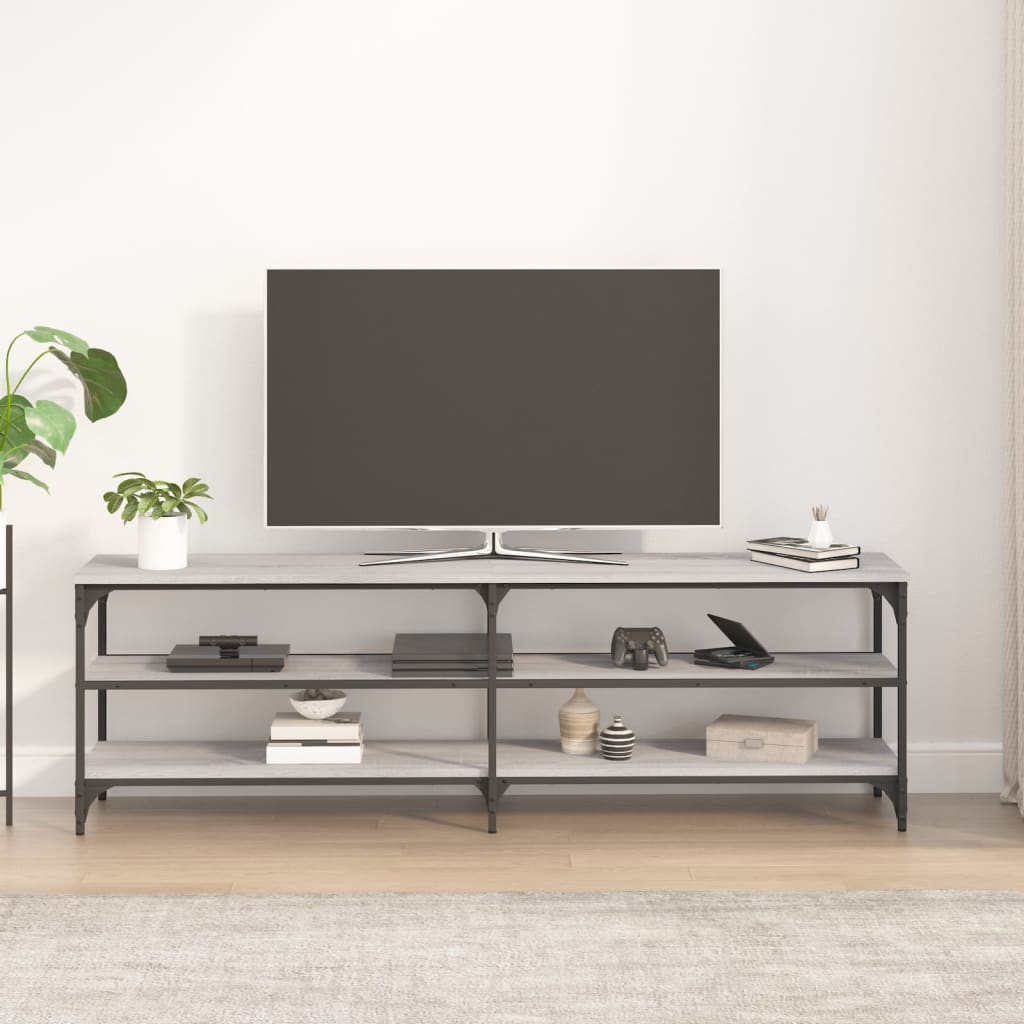 Tv-meubel 160x30x50 cm bewerkt hout grijs sonoma eikenkleurig is nu te koop bij PeponiXL, paradijselijk wonen!