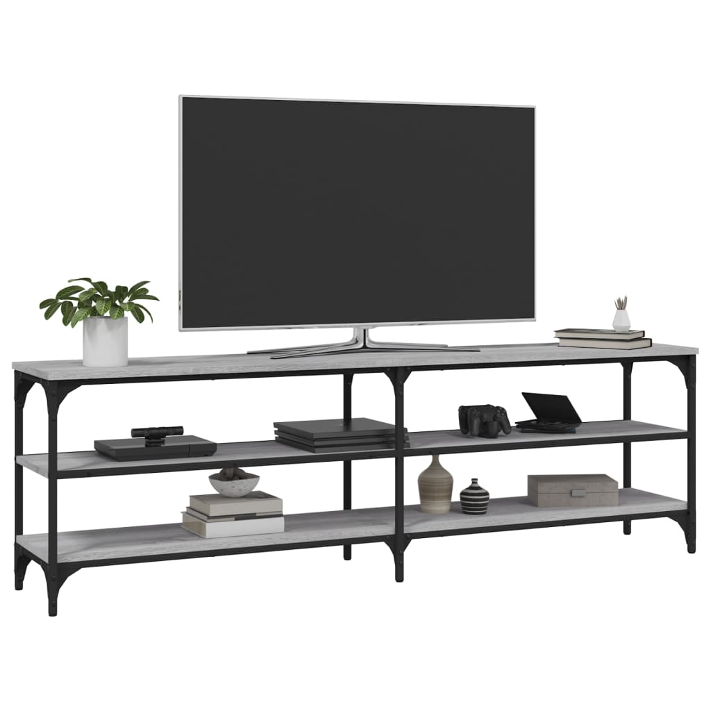 Tv-meubel 160x30x50 cm bewerkt hout grijs sonoma eikenkleurig is nu te koop bij PeponiXL, paradijselijk wonen!