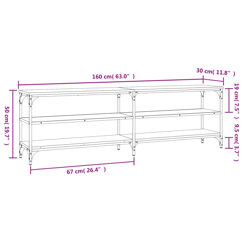 Tv-meubel 160x30x50 cm bewerkt hout grijs sonoma eikenkleurig is nu te koop bij PeponiXL, paradijselijk wonen!