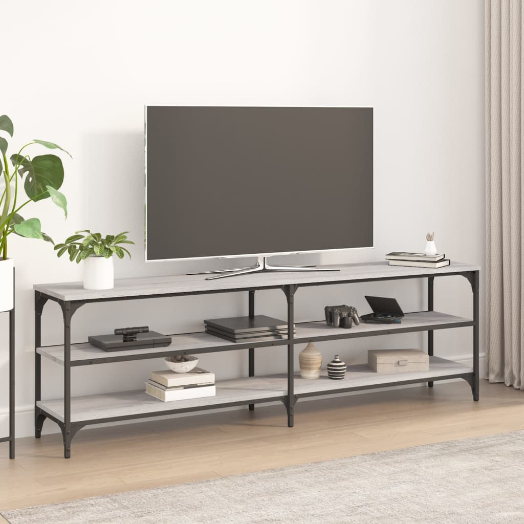 Tv-meubel 160x30x50 cm bewerkt hout grijs sonoma eikenkleurig is nu te koop bij PeponiXL, paradijselijk wonen!