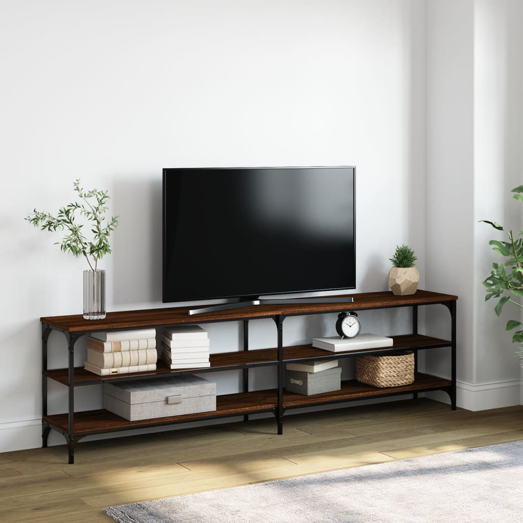 Tv-meubel 180x30x50 cm bewerkt hout metaal bruin eikenkleur is nu te koop bij PeponiXL, paradijselijk wonen!