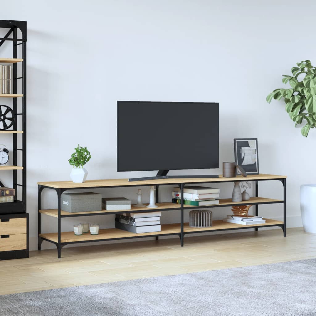 Tv-meubel 200x30x50 cm bewerkt hout metaal sonoma eikenkleurig is nu te koop bij PeponiXL, paradijselijk wonen!