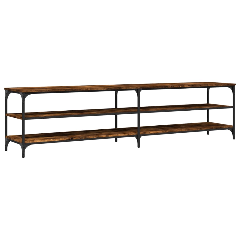 Tv-meubel 200x30x50 cm bewerkt hout metaal gerookt eikenkleurig is nu te koop bij PeponiXL, paradijselijk wonen!