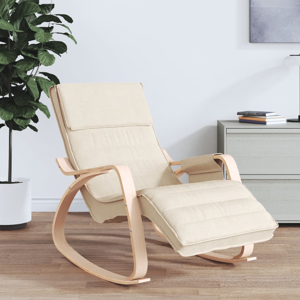 Schommelstoel stof crèmekleurig is nu te koop bij PeponiXL, paradijselijk wonen!