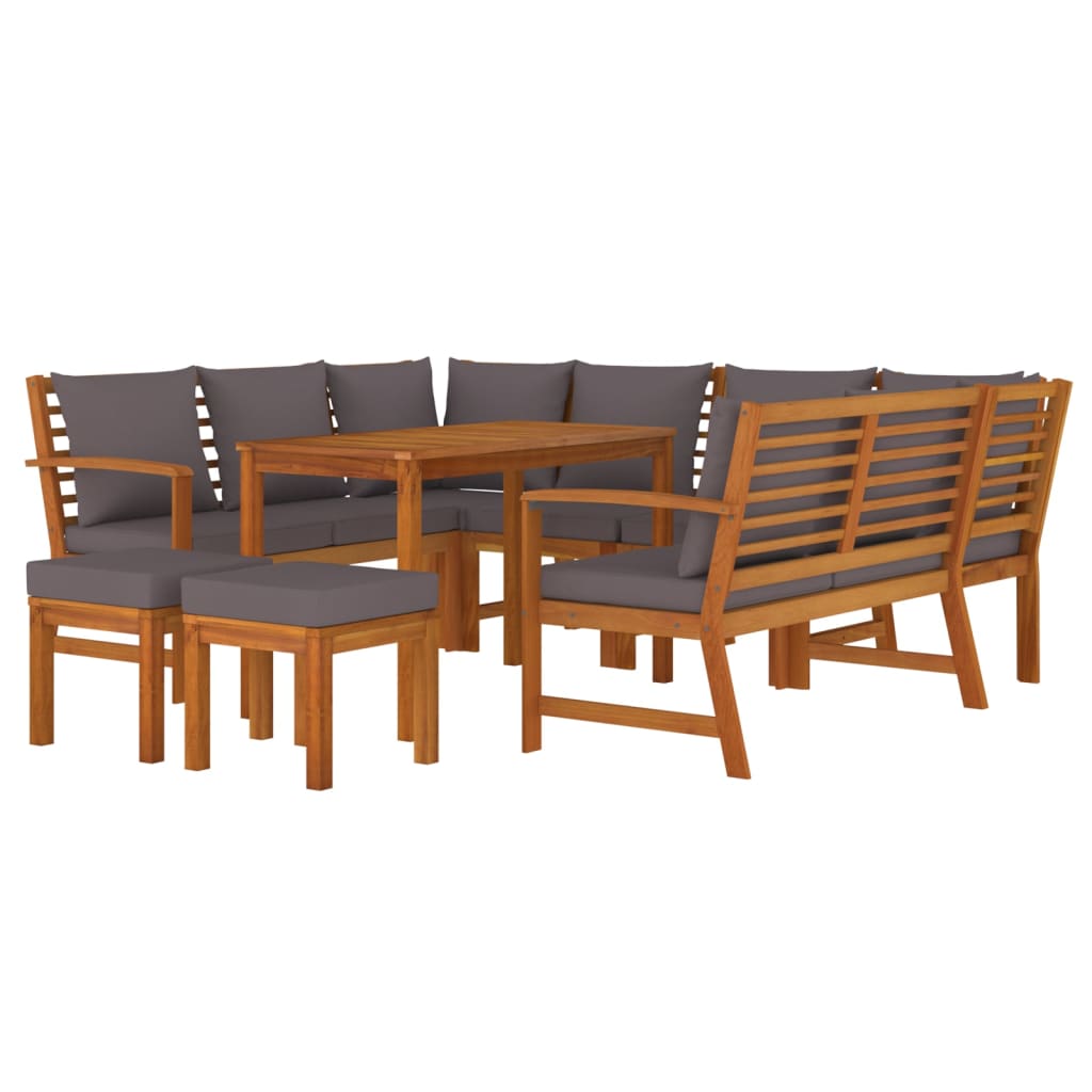 9-delige Tuinset met kussens massief acaciahout is nu te koop bij PeponiXL, paradijselijk wonen!