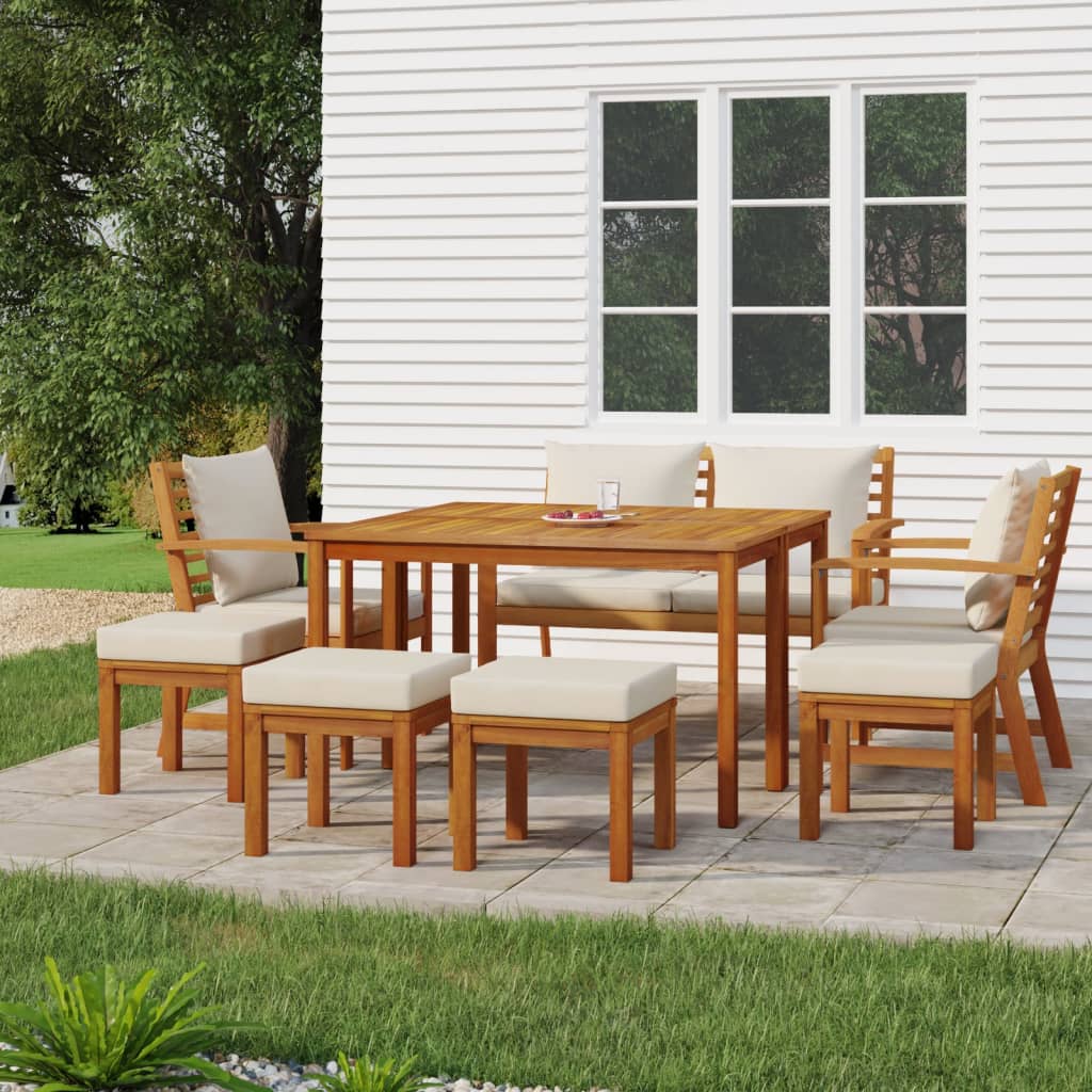 9-delige Tuinset met kussens massief acaciahout is nu te koop bij PeponiXL, paradijselijk wonen!