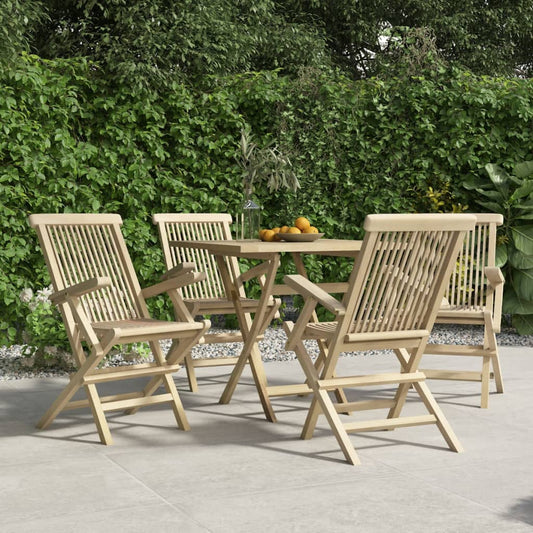 Tuinstoelen inklapbaar 4 st 56x61x89 cm massief teakhout grijs is nu te koop bij PeponiXL, paradijselijk wonen!