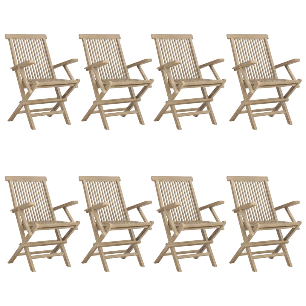Tuinstoelen inklapbaar 8 st 56x61x89 cm massief teakhout grijs is nu te koop bij PeponiXL, paradijselijk wonen!