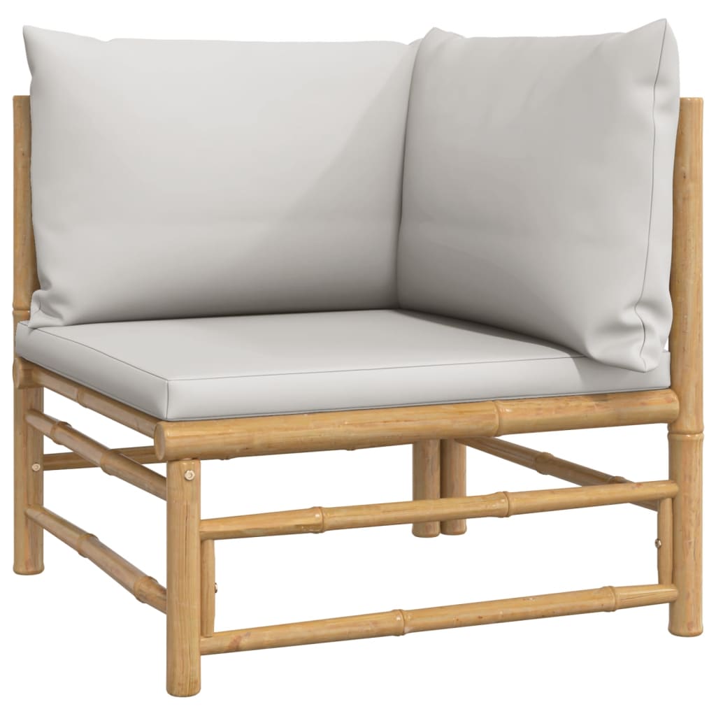 4-delige Loungeset met kussens bamboe lichtgrijs is nu te koop bij PeponiXL, paradijselijk wonen!