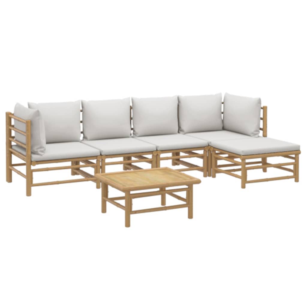 6-delige Loungeset met kussens bamboe lichtgrijs is nu te koop bij PeponiXL, paradijselijk wonen!