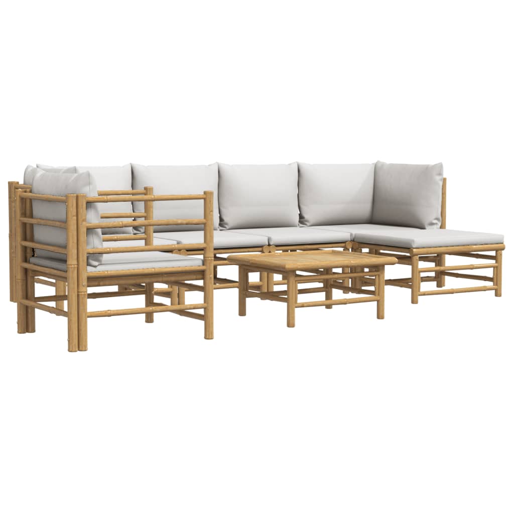 7-delige Loungeset met lichtgrijze kussens bamboe is nu te koop bij PeponiXL, paradijselijk wonen!