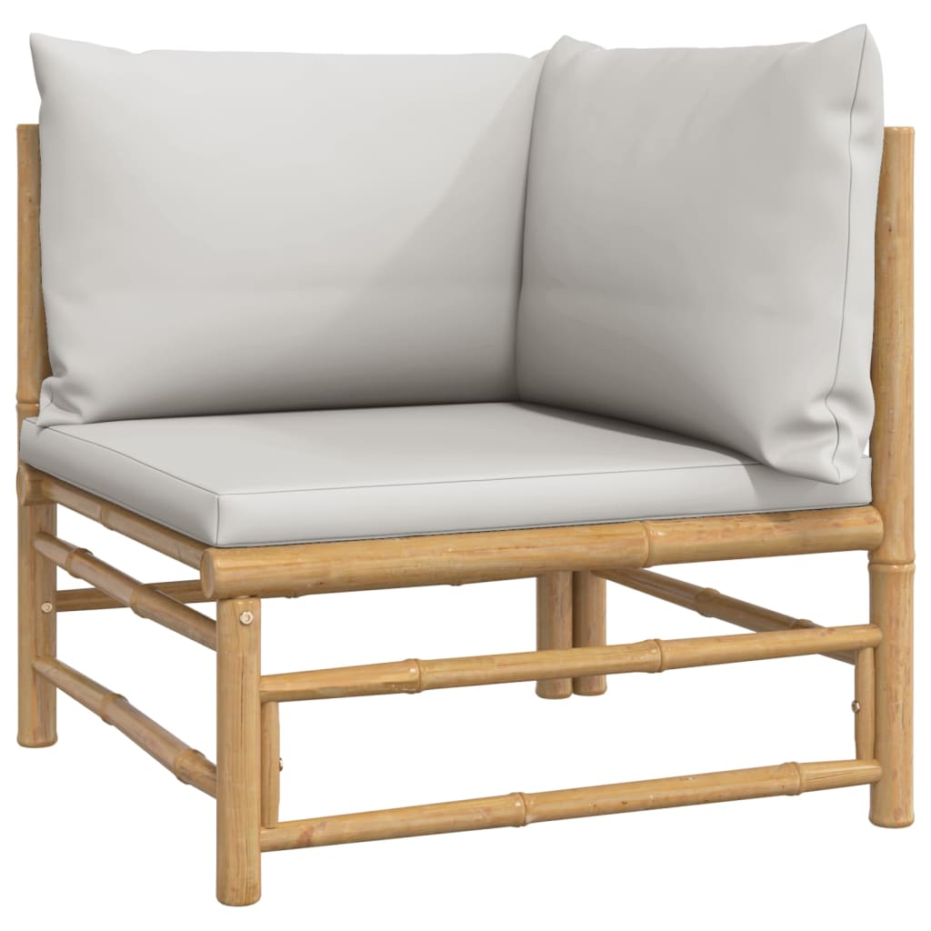 3-delige Loungeset met kussens bamboe lichtgrijs is nu te koop bij PeponiXL, paradijselijk wonen!