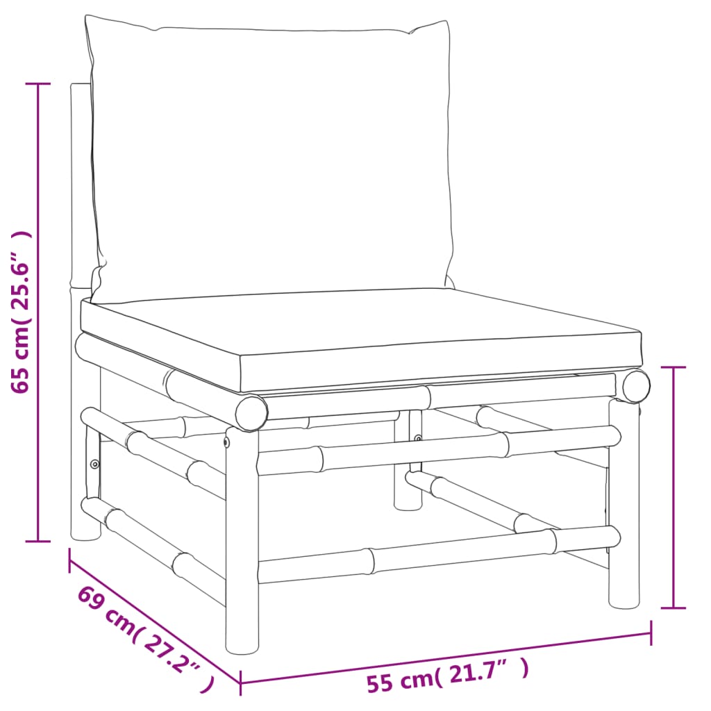 3-delige Loungeset met kussens bamboe lichtgrijs is nu te koop bij PeponiXL, paradijselijk wonen!