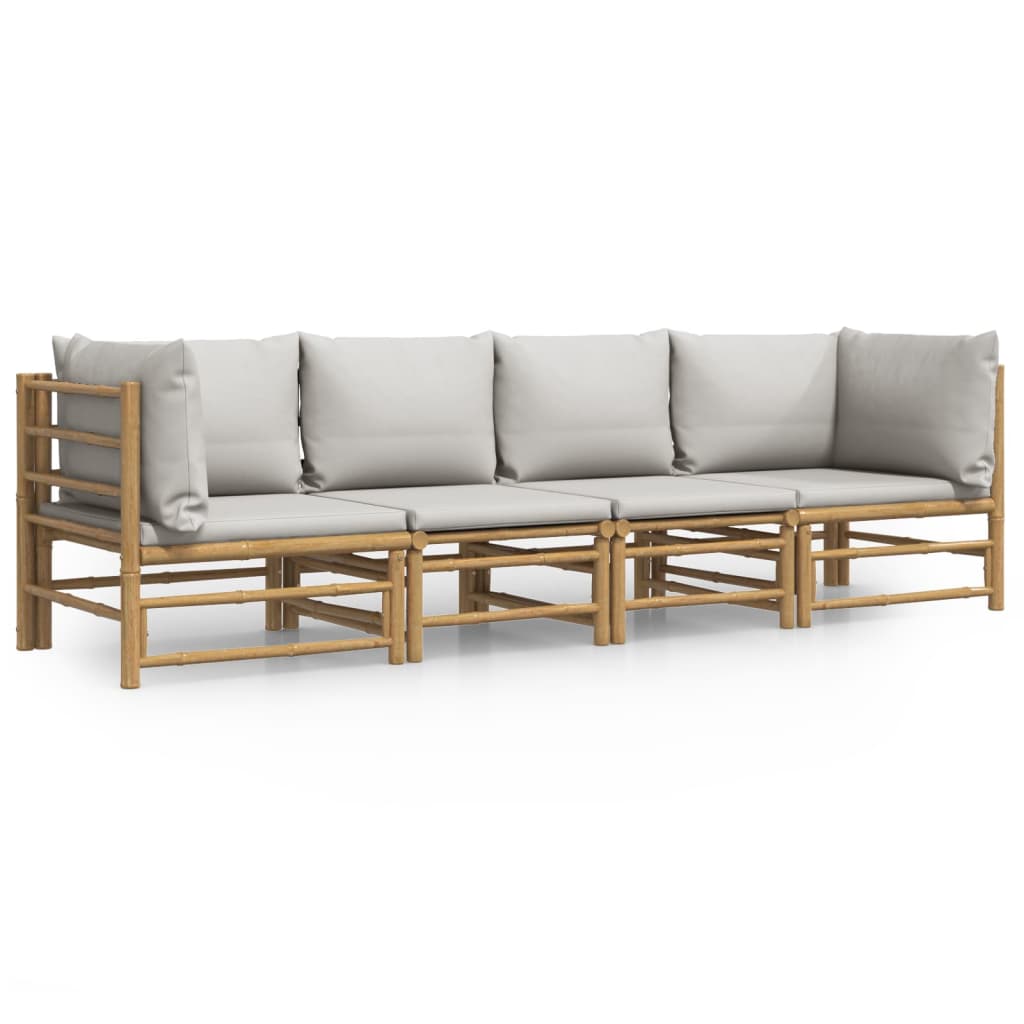 4-delige Loungeset met kussens bamboe lichtgrijs is nu te koop bij PeponiXL, paradijselijk wonen!