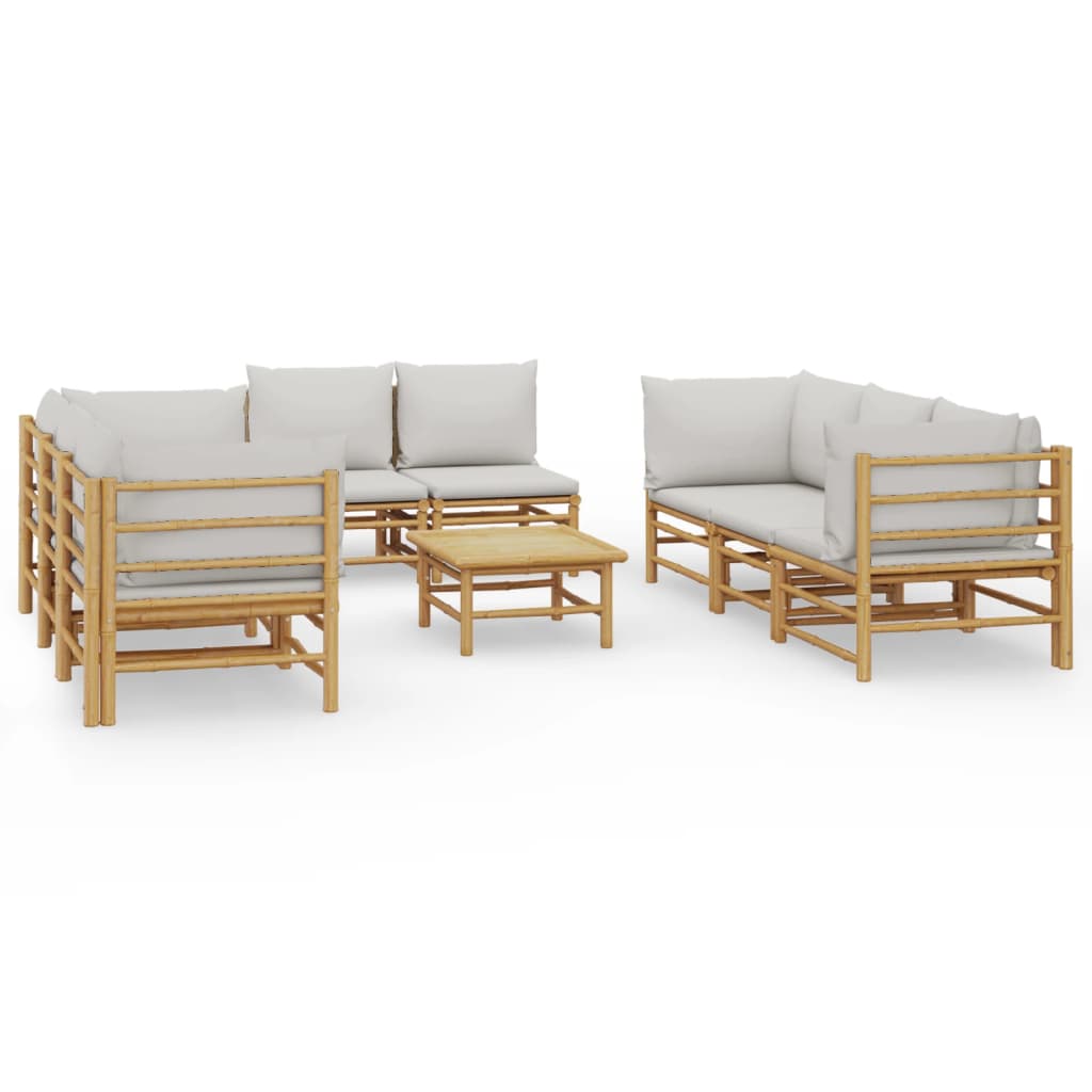 9-delige Loungeset met kussens bamboe lichtgrijs is nu te koop bij PeponiXL, paradijselijk wonen!