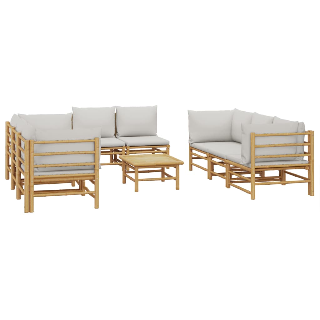 9-delige Loungeset met kussens bamboe lichtgrijs is nu te koop bij PeponiXL, paradijselijk wonen!