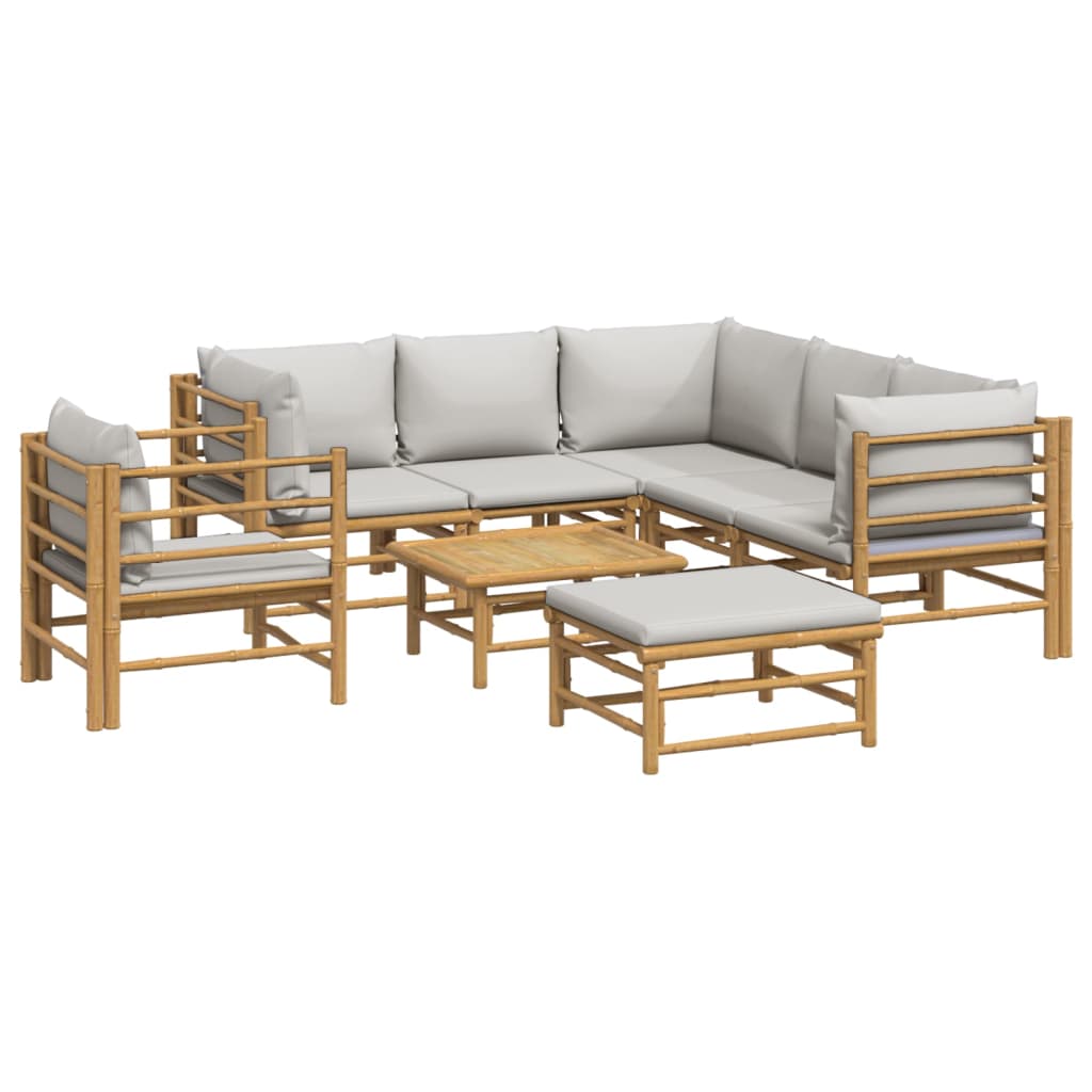 8-delige Loungeset met kussens bamboe lichtgrijs is nu te koop bij PeponiXL, paradijselijk wonen!