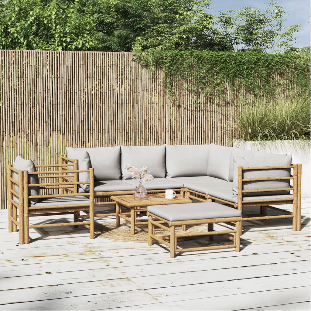 8-delige Loungeset met kussens bamboe lichtgrijs is nu te koop bij PeponiXL, paradijselijk wonen!