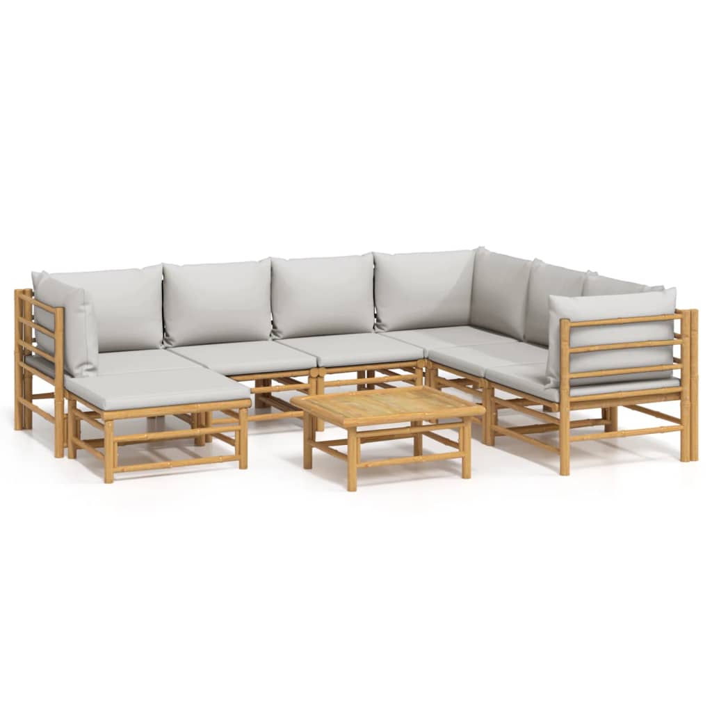 8-delige Loungeset met kussens bamboe lichtgrijs is nu te koop bij PeponiXL, paradijselijk wonen!