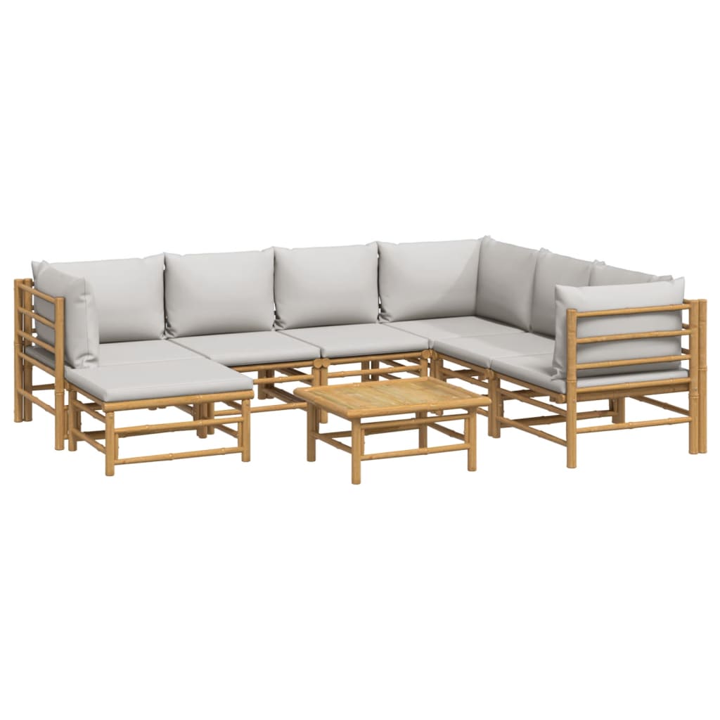 8-delige Loungeset met kussens bamboe lichtgrijs is nu te koop bij PeponiXL, paradijselijk wonen!
