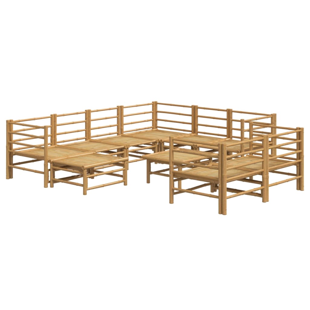 10-delige Loungeset met lichtgrijze kussens bamboe is nu te koop bij PeponiXL, paradijselijk wonen!
