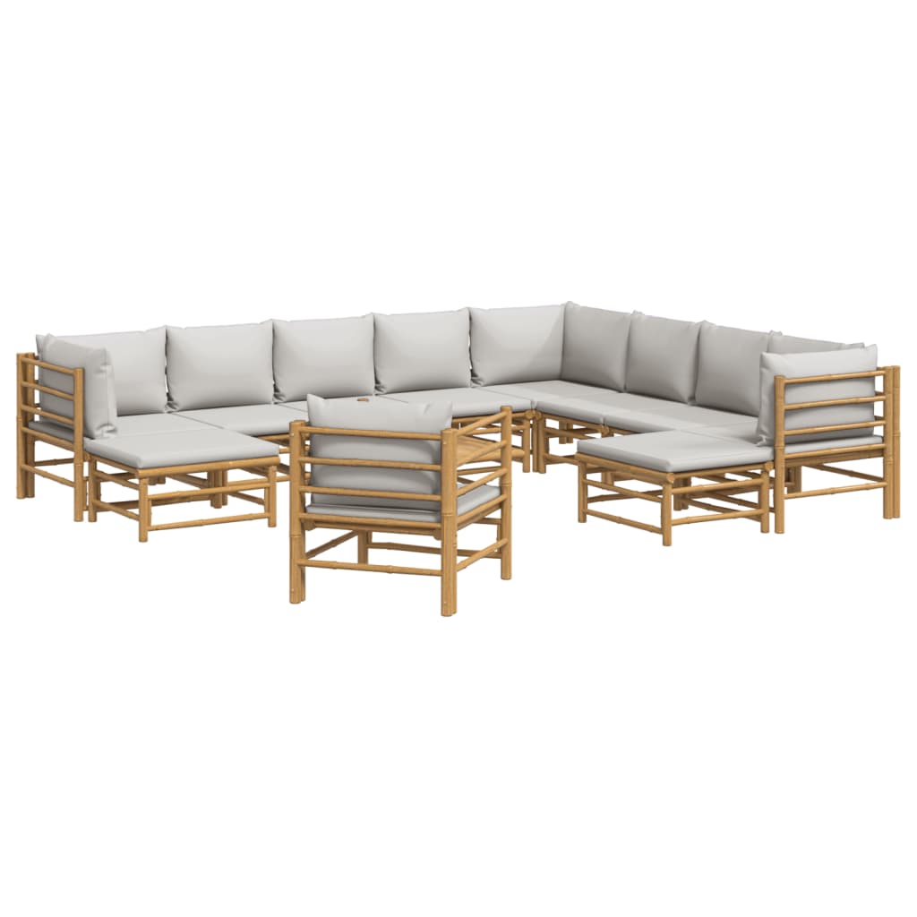 12-delige Loungeset met kussens bamboe lichtgrijs is nu te koop bij PeponiXL, paradijselijk wonen!