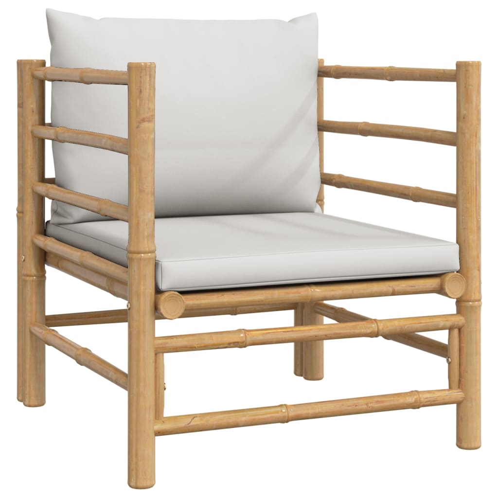 12-delige Loungeset met kussens bamboe lichtgrijs is nu te koop bij PeponiXL, paradijselijk wonen!