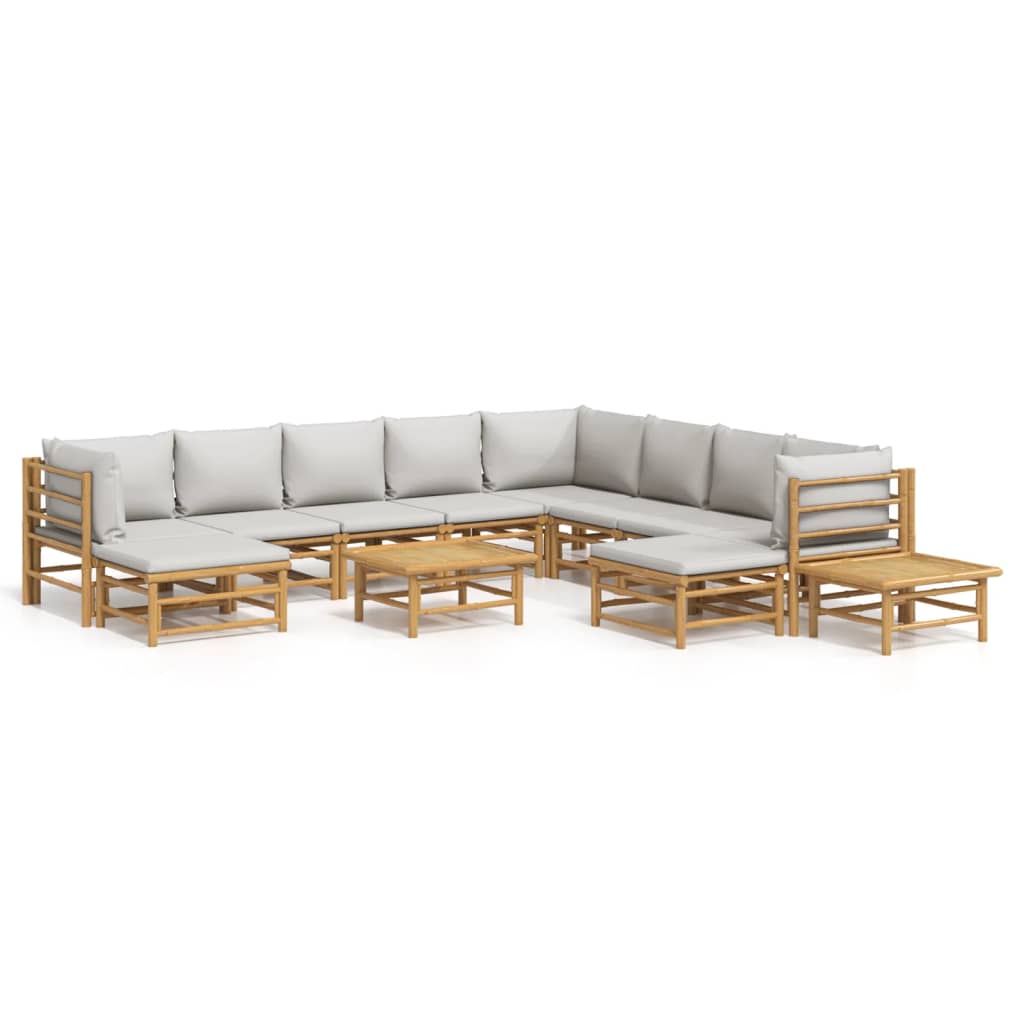 12-delige Loungeset met kussens bamboe lichtgrijs is nu te koop bij PeponiXL, paradijselijk wonen!