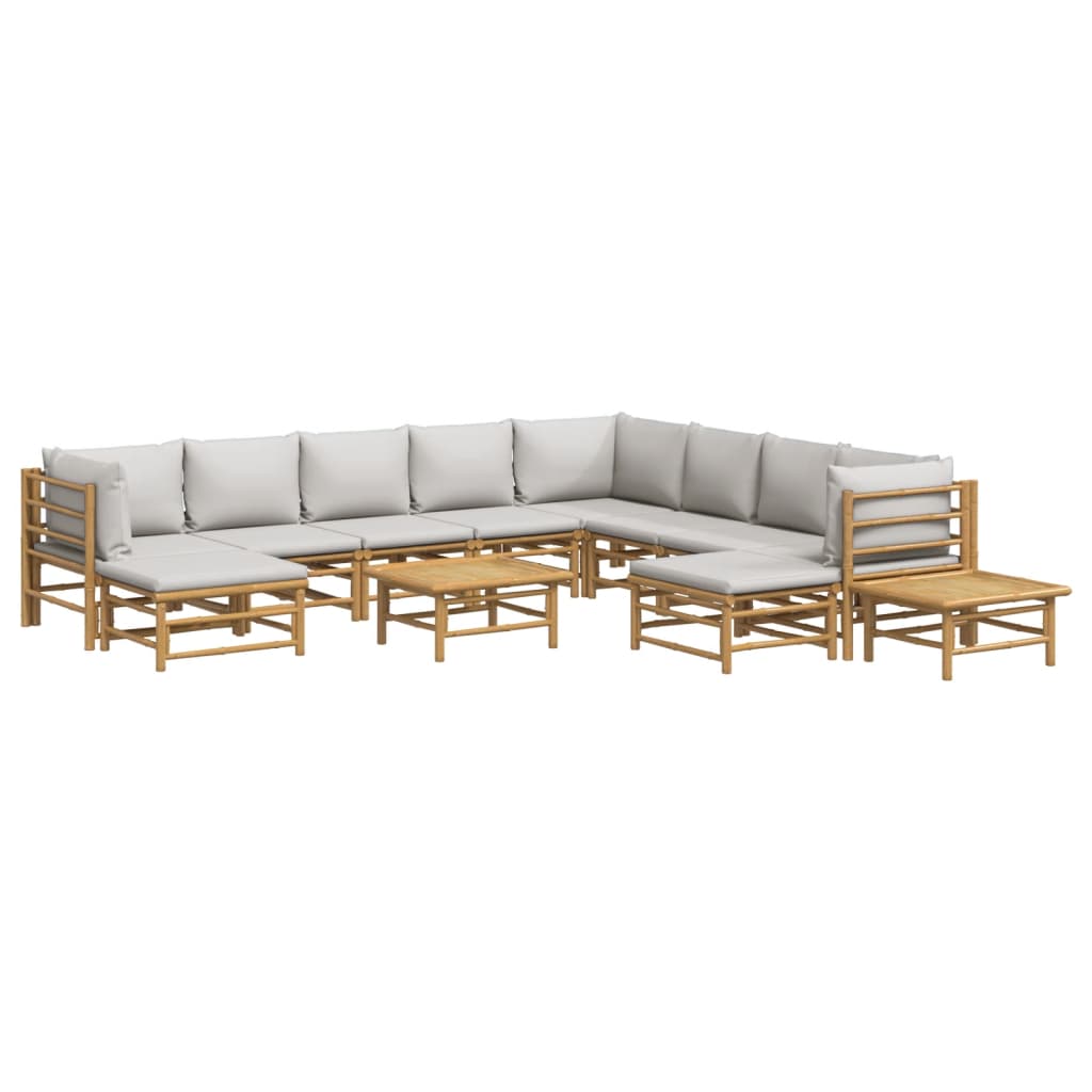 12-delige Loungeset met kussens bamboe lichtgrijs is nu te koop bij PeponiXL, paradijselijk wonen!