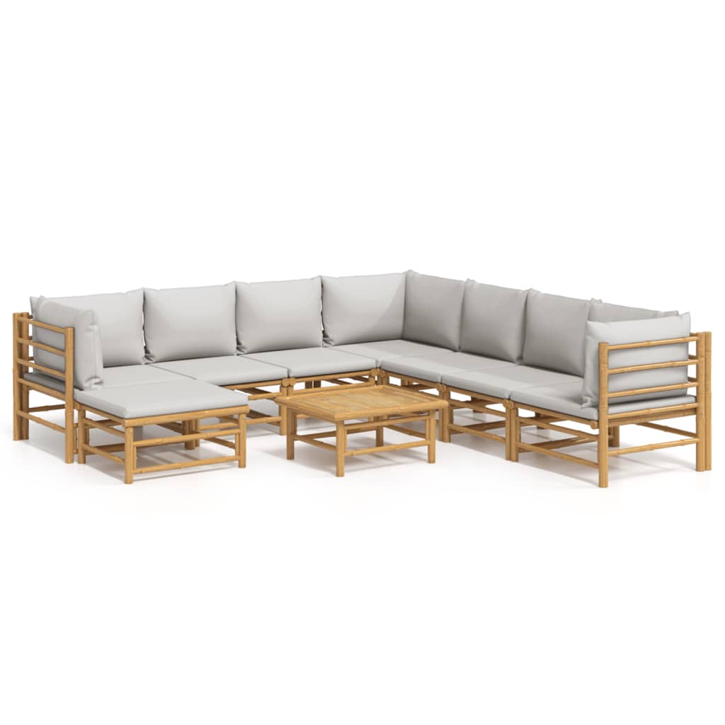 9-delige Loungeset met kussens bamboe lichtgrijs is nu te koop bij PeponiXL, paradijselijk wonen!