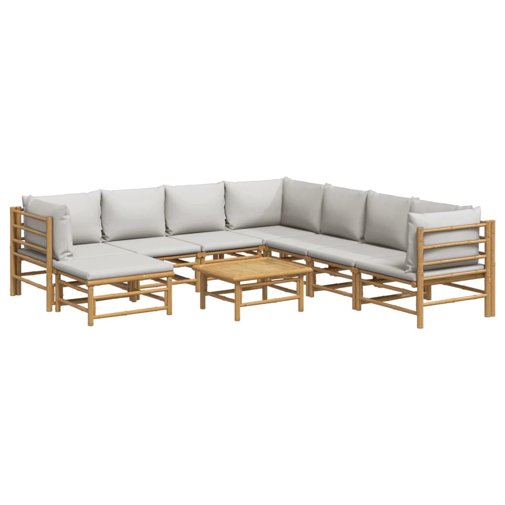 9-delige Loungeset met kussens bamboe lichtgrijs is nu te koop bij PeponiXL, paradijselijk wonen!