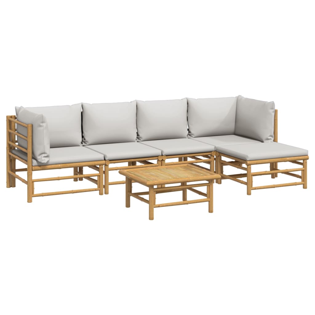 6-delige Loungeset met kussens bamboe lichtgrijs is nu te koop bij PeponiXL, paradijselijk wonen!