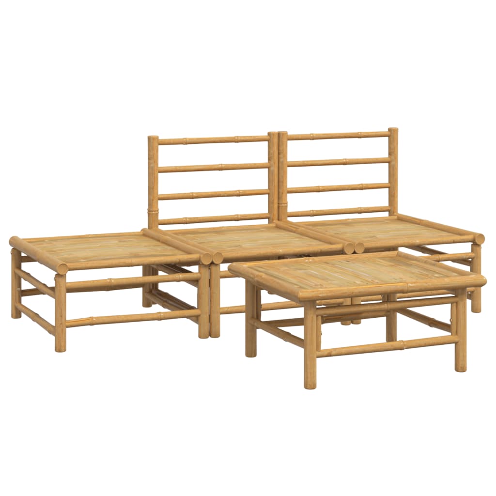 4-delige Loungeset met kussens bamboe lichtgrijs is nu te koop bij PeponiXL, paradijselijk wonen!