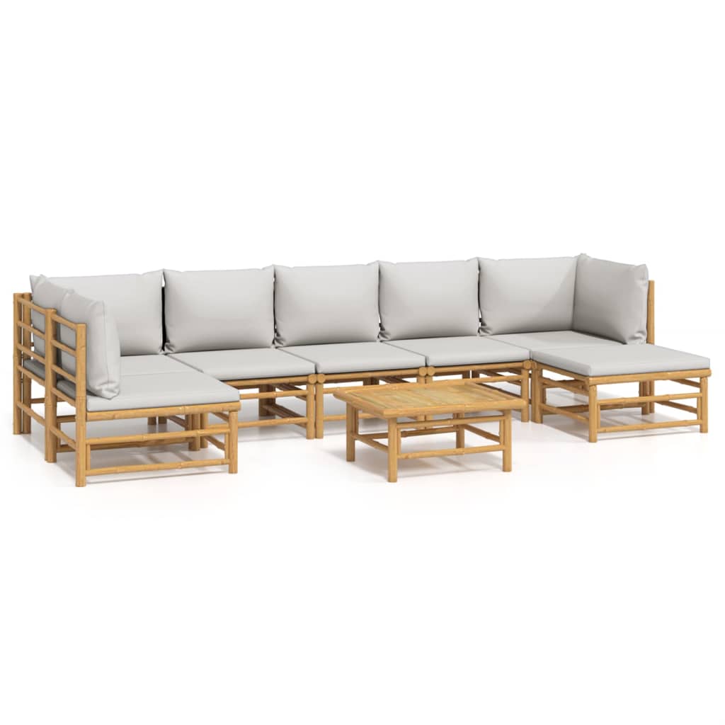 8-delige Loungeset met kussens bamboe lichtgrijs is nu te koop bij PeponiXL, paradijselijk wonen!