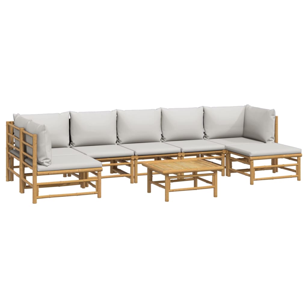 8-delige Loungeset met kussens bamboe lichtgrijs is nu te koop bij PeponiXL, paradijselijk wonen!