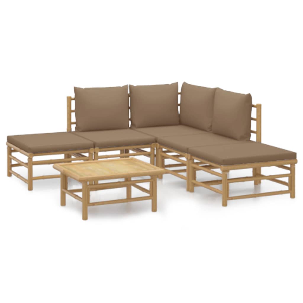 6-delige Loungeset met kussens bamboe taupe is nu te koop bij PeponiXL, paradijselijk wonen!