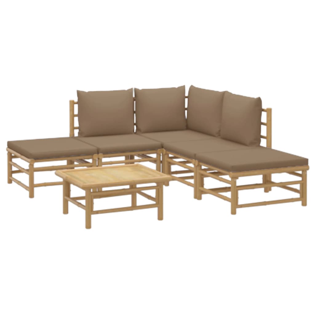 6-delige Loungeset met kussens bamboe taupe is nu te koop bij PeponiXL, paradijselijk wonen!