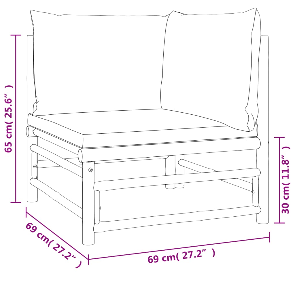 6-delige Loungeset met kussens bamboe taupe is nu te koop bij PeponiXL, paradijselijk wonen!