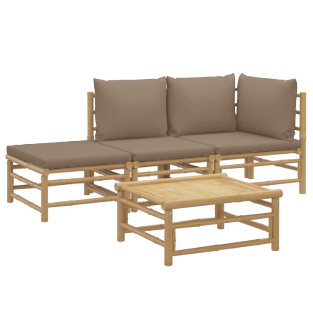 4-delige Loungeset met kussens bamboe taupe is nu te koop bij PeponiXL, paradijselijk wonen!