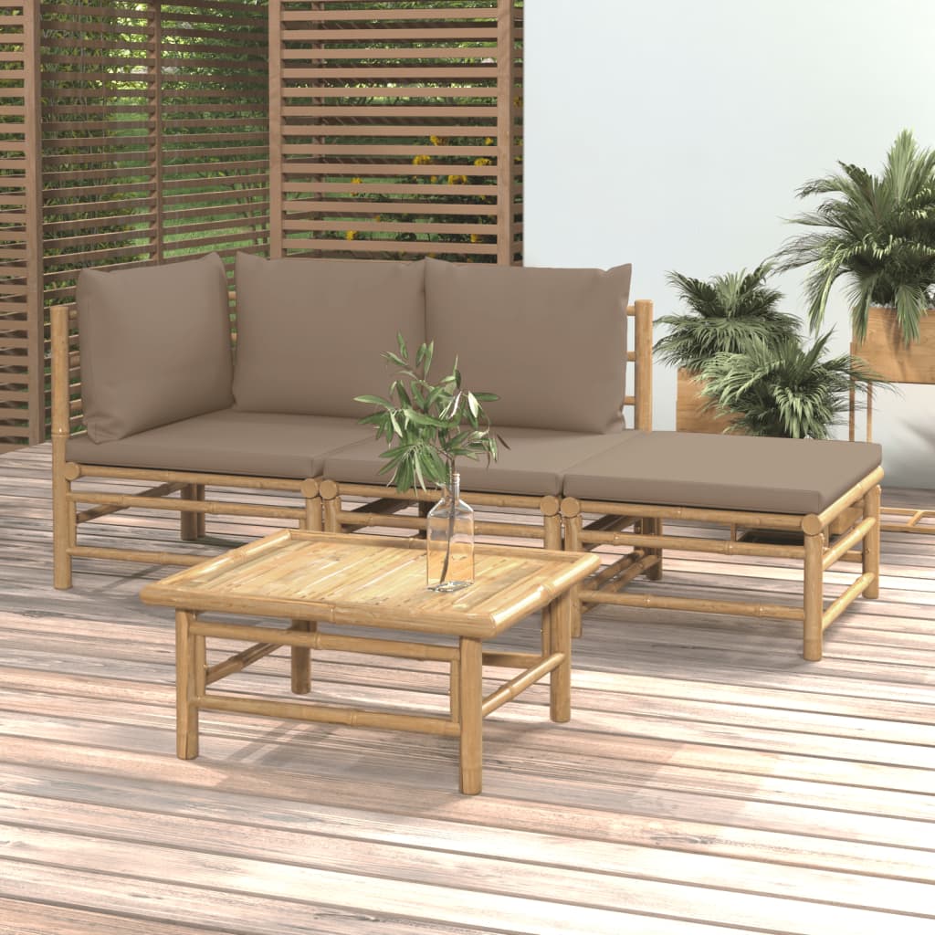 4-delige Loungeset met kussens bamboe taupe is nu te koop bij PeponiXL, paradijselijk wonen!
