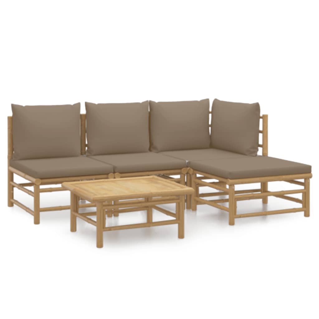 5-delige Loungeset met kussens bamboe taupe is nu te koop bij PeponiXL, paradijselijk wonen!