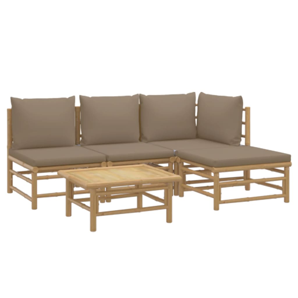 5-delige Loungeset met kussens bamboe taupe is nu te koop bij PeponiXL, paradijselijk wonen!