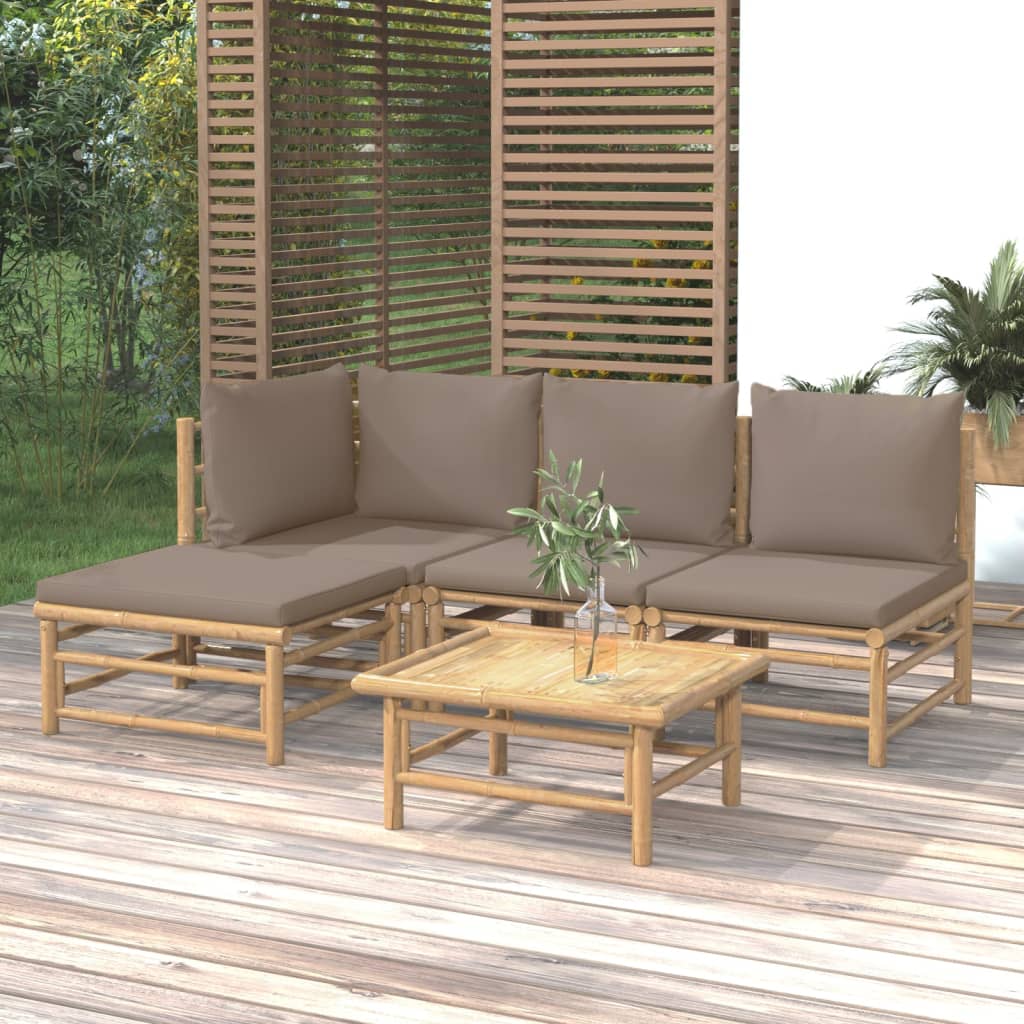 5-delige Loungeset met kussens bamboe taupe is nu te koop bij PeponiXL, paradijselijk wonen!