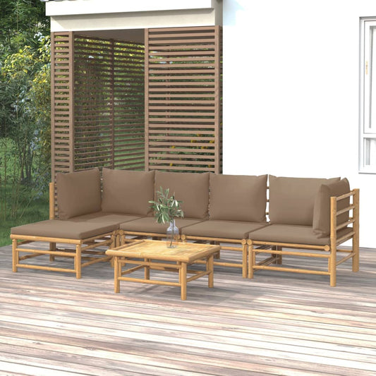 6-delige Loungeset met kussens bamboe taupe is nu te koop bij PeponiXL, paradijselijk wonen!